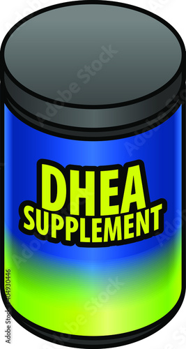 A tub of DHEA supplement used for body building.