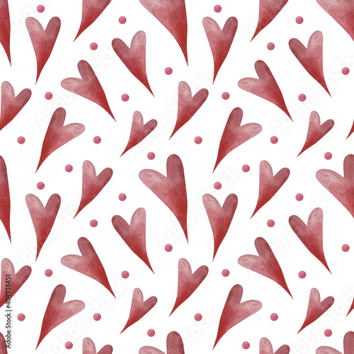Watercolor seamless pattern on Valentine's day. Cute pattern for gift, postcard, digital paper