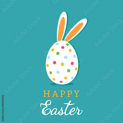 Wallpaper Mural Greeting card with white Easter rabbit. Funny bunny in flat style. Torontodigital.ca