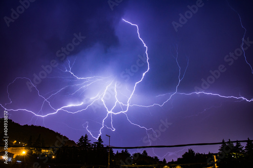 Thunder electricity in the night sky