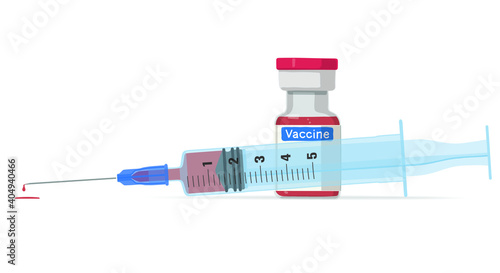 Syringe and vaccine bottle against Covid-19 infection, vector illustration.
