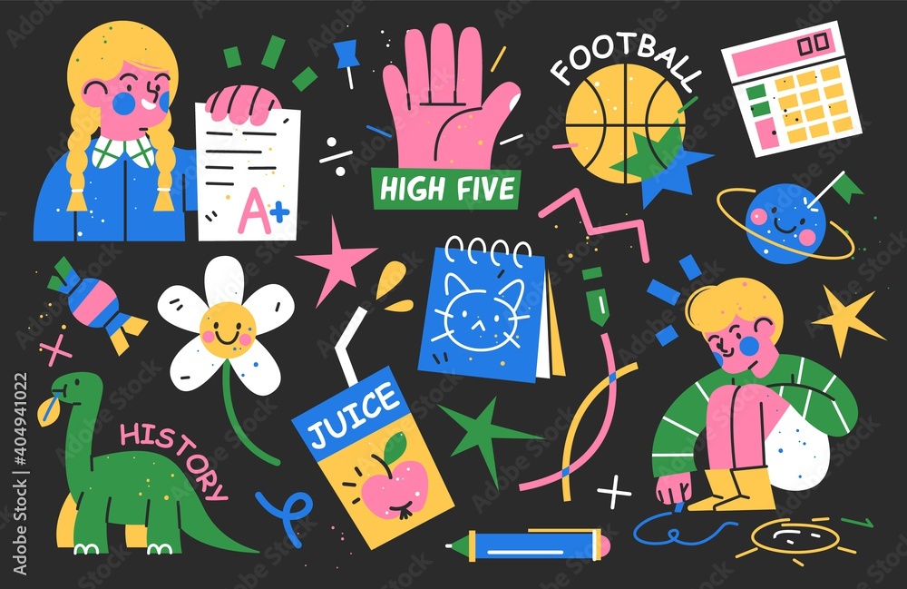 Back to school collection of characters and elements. Vector Back to school collection of characters and elements. Vector