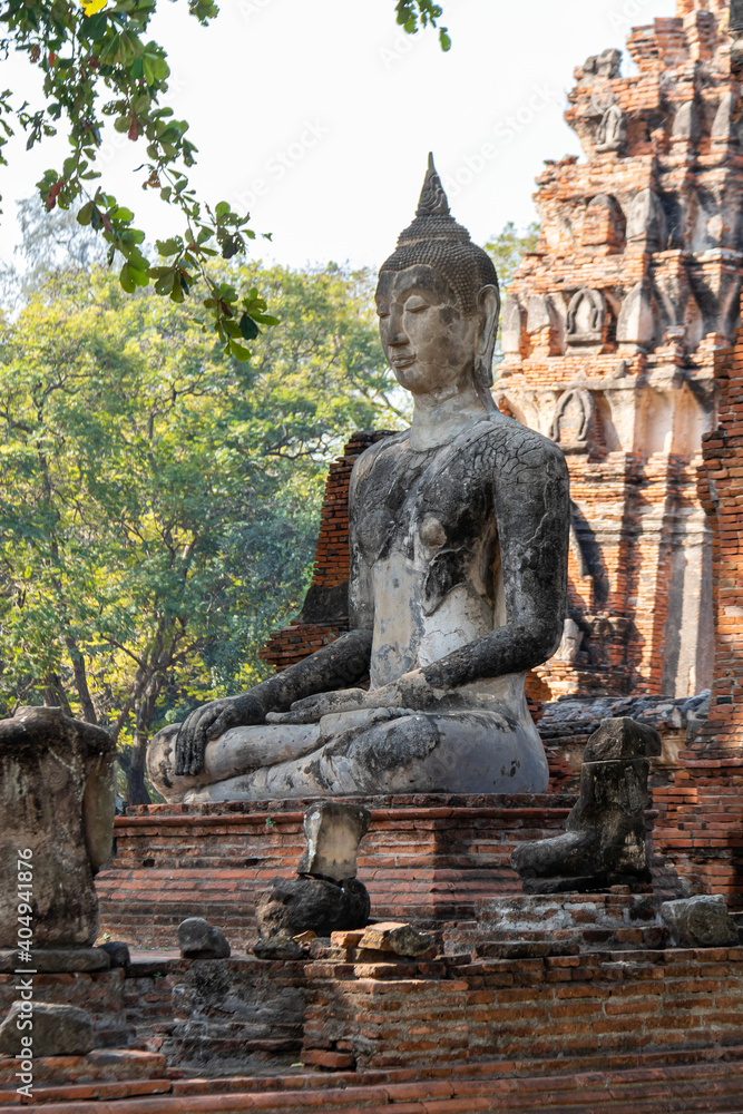 Obraz premium Bouddha d'un temple à Ayutthaya, Thaïlande
