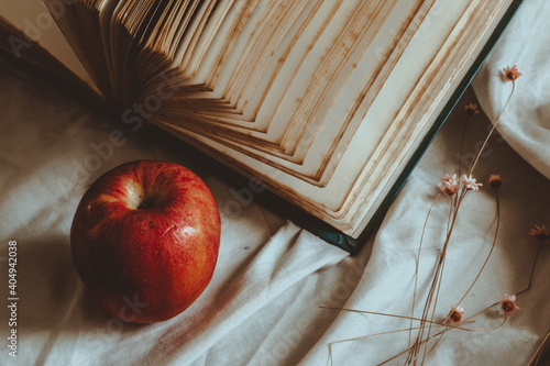 apples on a wooden table