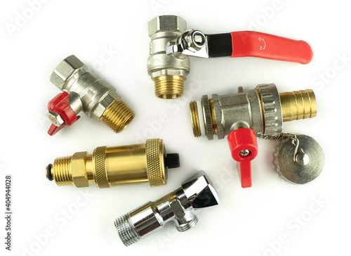 фотографія Plumbing details close-up on white isolated background
