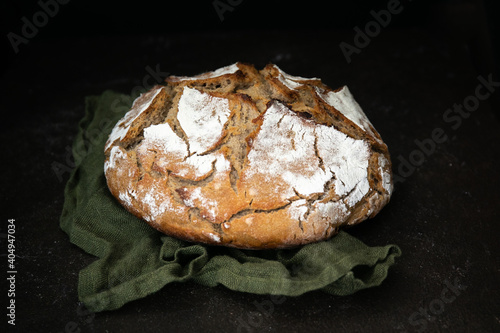 piece of bread on the dark background