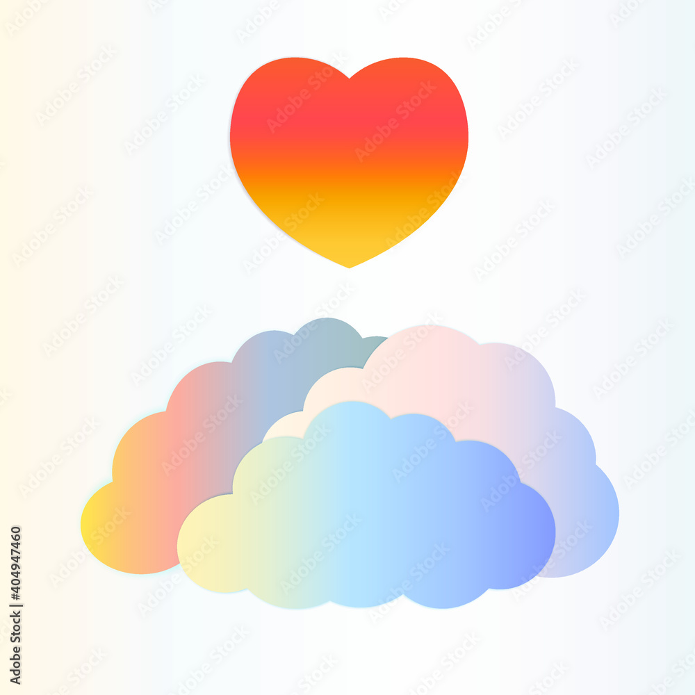 colorful clouds and a heart that represents the sun