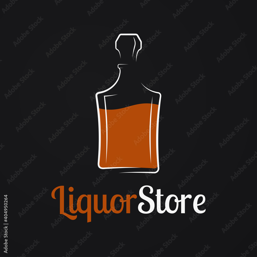 Liquor store logo. Whiskey bottle or decanter Stock Vector | Adobe Stock