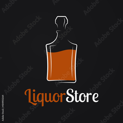 Liquor store logo. Whiskey bottle or decanter