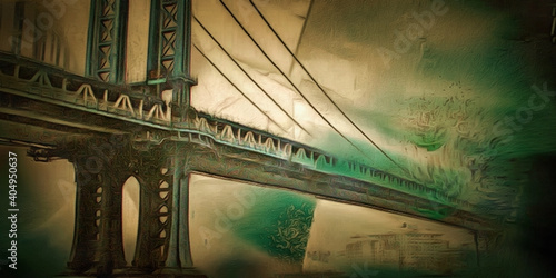 Manhattan bridge painting © rolffimages