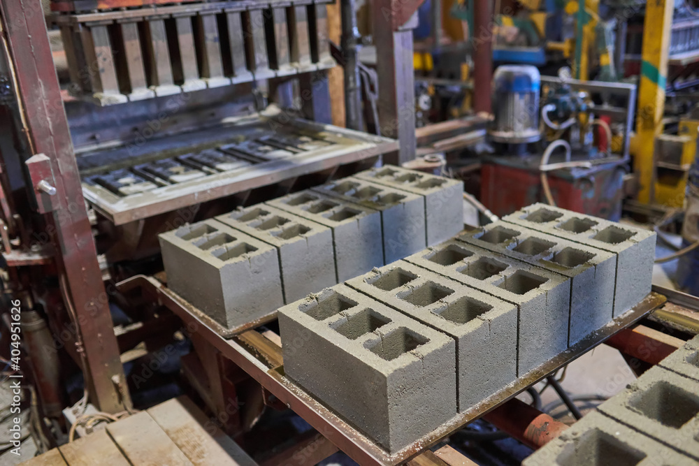 Cinder blocks lie on the ground and dried. Cinder blocks lie on the ground and dried.