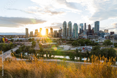 Calgary skyline sunset