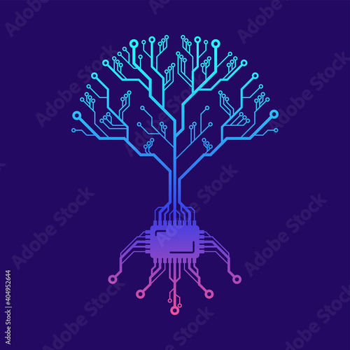 Circuit Board Pattern in Form of a Tree