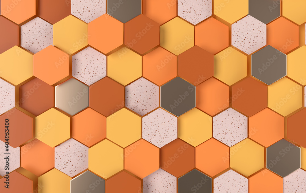 Hexagonal abstract background. Modern cellular honeycomb 3d panel with hexagons. Ceramic, marble, metallic tile. 3d wall texture. Geometric background for interior wallpaper design Hexagonal abstract background. Modern cellular honeycomb 3d panel with hexagons. Ceramic, marble, metallic tile. 3d wall texture. Geometric background for interior wallpaper design