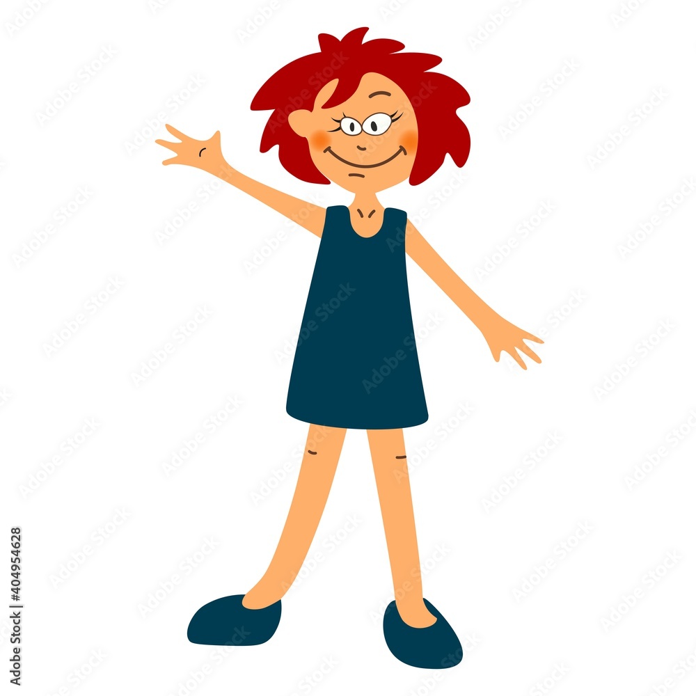 Cute cartoon funny little girl waving hand. Cheerful baby. Vector illustration. Cute cartoon funny little girl waving hand. Cheerful baby. Vector illustration.