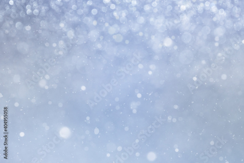 christmas winter blue background with bokeh