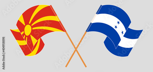 Crossed flags of North Macedonia and Honduras