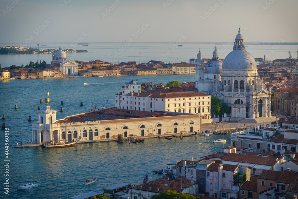 St. Mary's Cathedral from a bird's eye view in Venice at sunset
