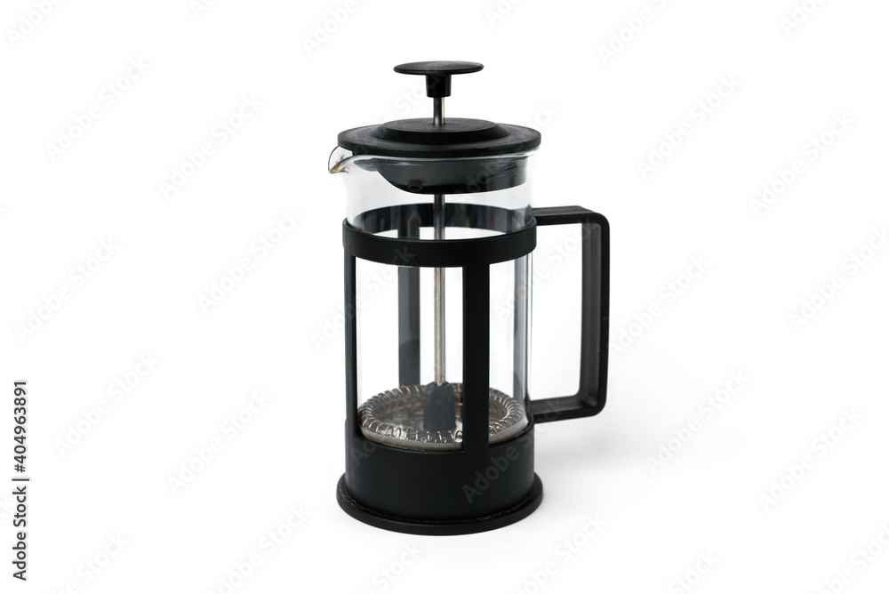 French press isolated on white background. French press isolated on white background.