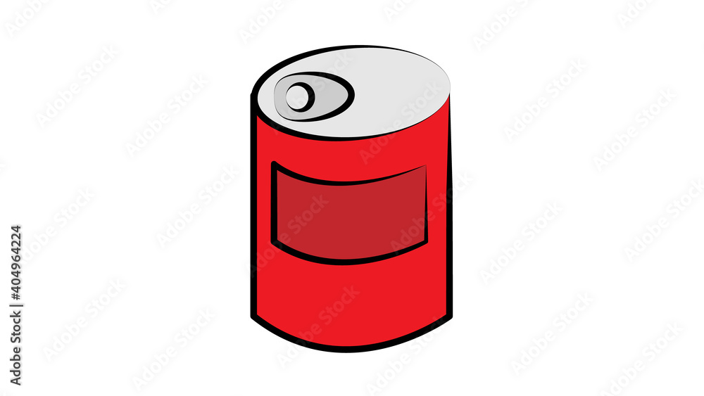 Open aluminum can of delicious tomato soup or paste. Colorful vector illustration in flat style isolated on white Open aluminum can of delicious tomato soup or paste. Colorful vector illustration in flat style isolated on white