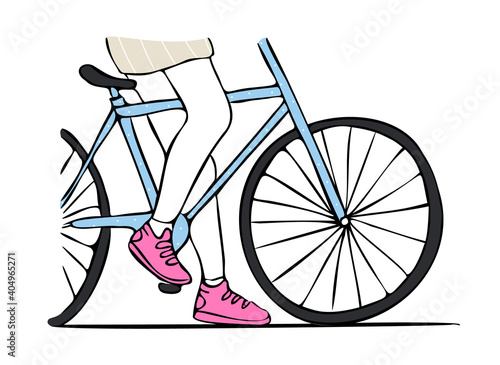 isolated vector illustration with legs of cyclist.