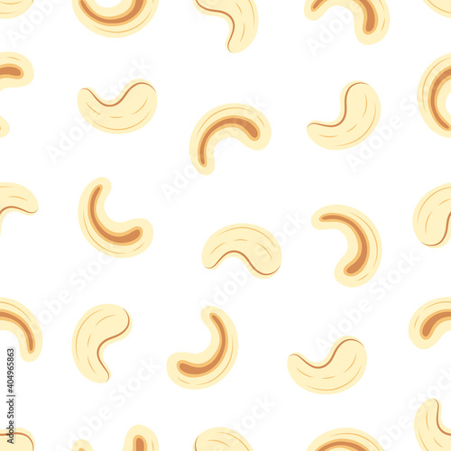 cashew nuts seamless pattern isolated on white