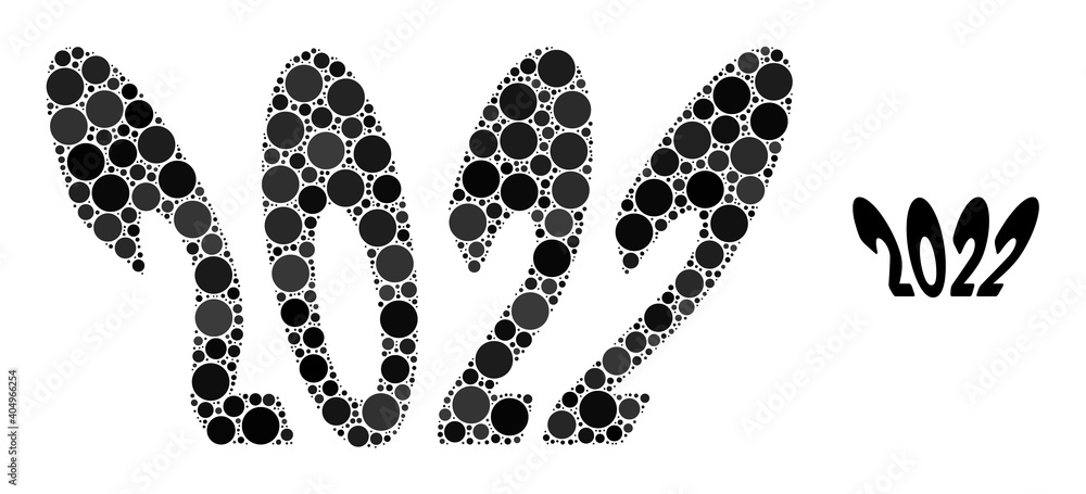 2022 perspective text composition of round dots in various sizes and color tints. Vector round dots are combined into 2022 perspective text composition. 2022 perspective text composition of round dots in various sizes and color tints. Vector round dots are combined into 2022 perspective text composition.
