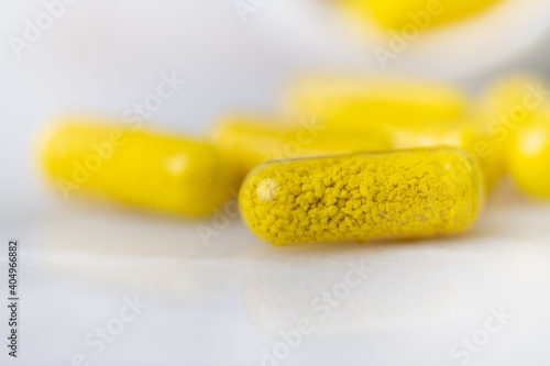 Close up of Berberine Capsules Used to Maintain Insulin Levels Naturally photo