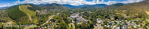 Panoramic aerial view of the beautiful town of Bright in the Victorian Alps, Australia © Michael Evans