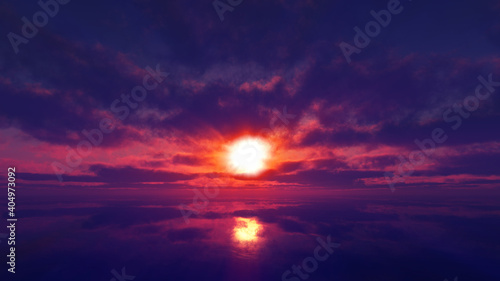 sunset calmly sea sun ray 3d render © aleksandar nakovski