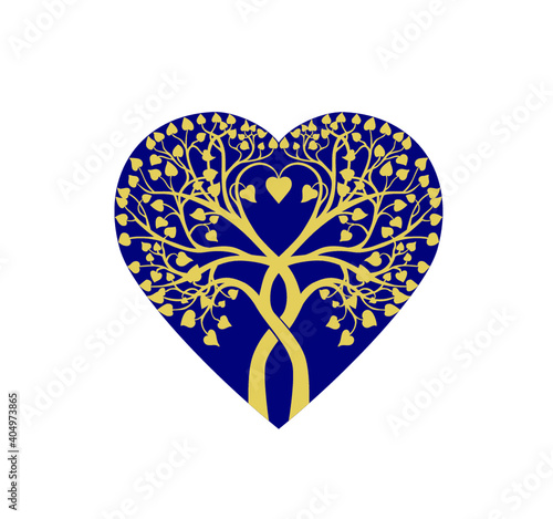 Heart shape with intertwined trees. Heart and trees can be separated and recoloured.  photo