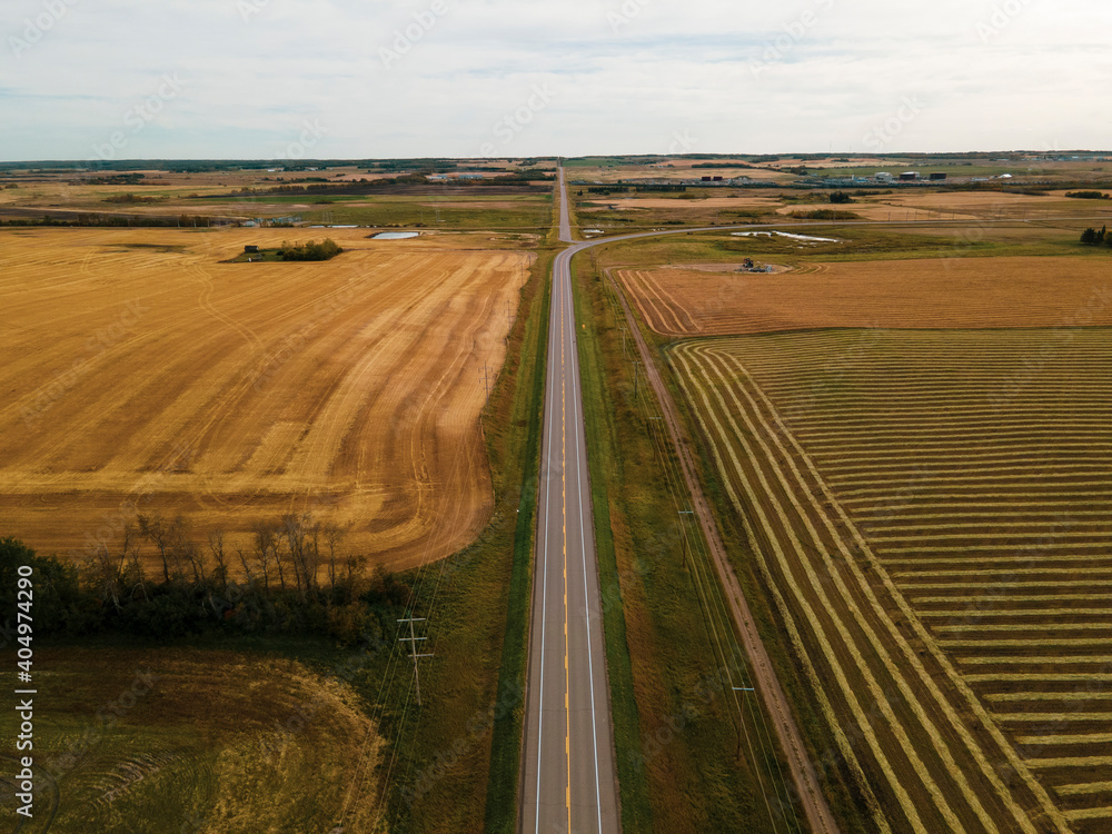 Endless road build in the middle of fields Endless road build in the middle of fields