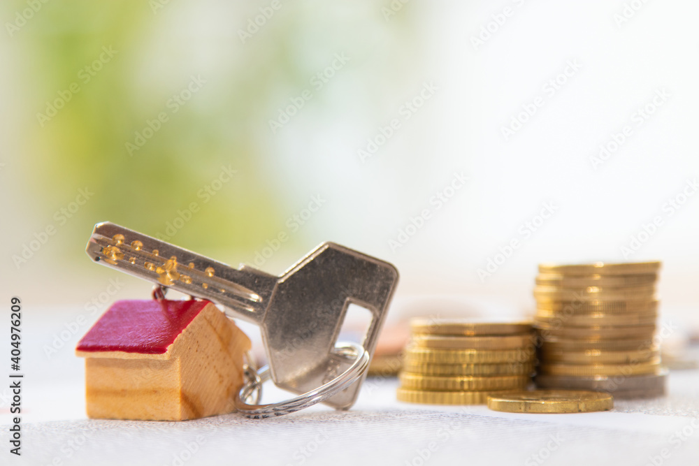 keys with house and money, house purchase concept keys with house and money, house purchase concept