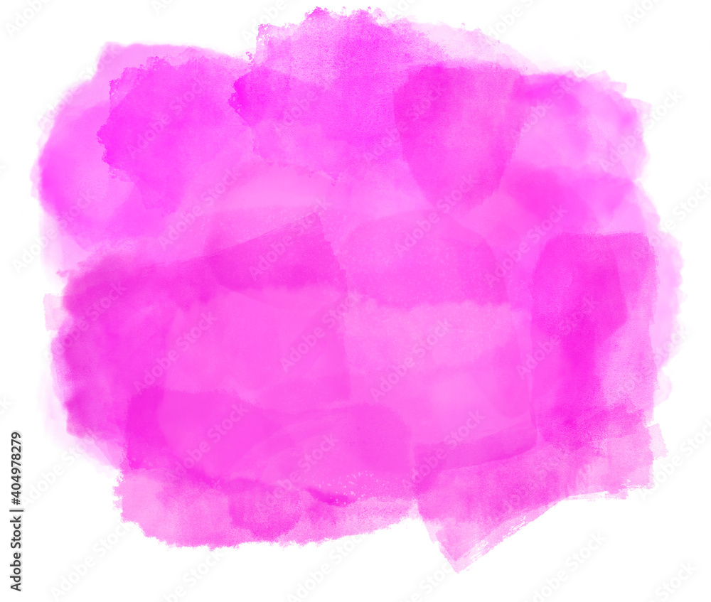 Watercolor splash of abstract pink spot isolated on white background. Computer generated illustration.