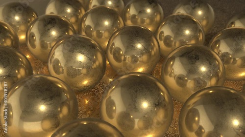 golden balls on golden table