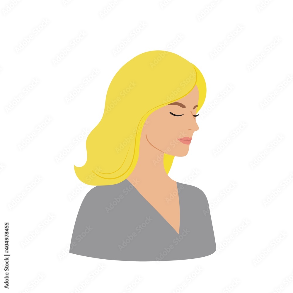 Hand drawn Beautiful Young woman with long hair on a white background.Female face. Stock Vector isolated illustration. Hand drawn Beautiful Young woman with long hair on a white background.Female face. Stock Vector isolated illustration.