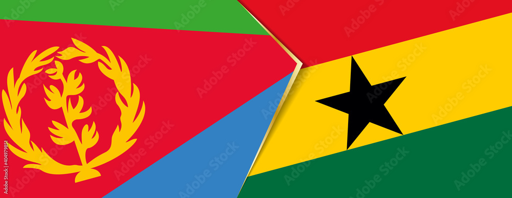 Eritrea and Ghana flags, two vector flags. Eritrea and Ghana flags, two vector flags.