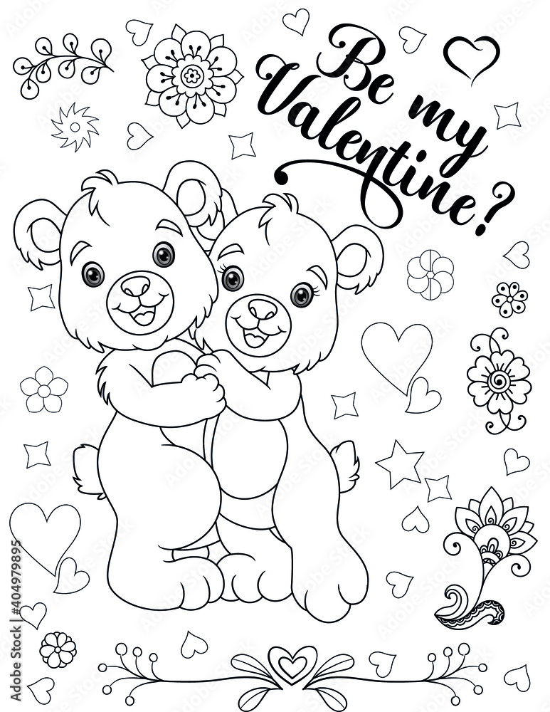 Valentines Day Coloring Book - Coloring book page for Valentine's Day ...