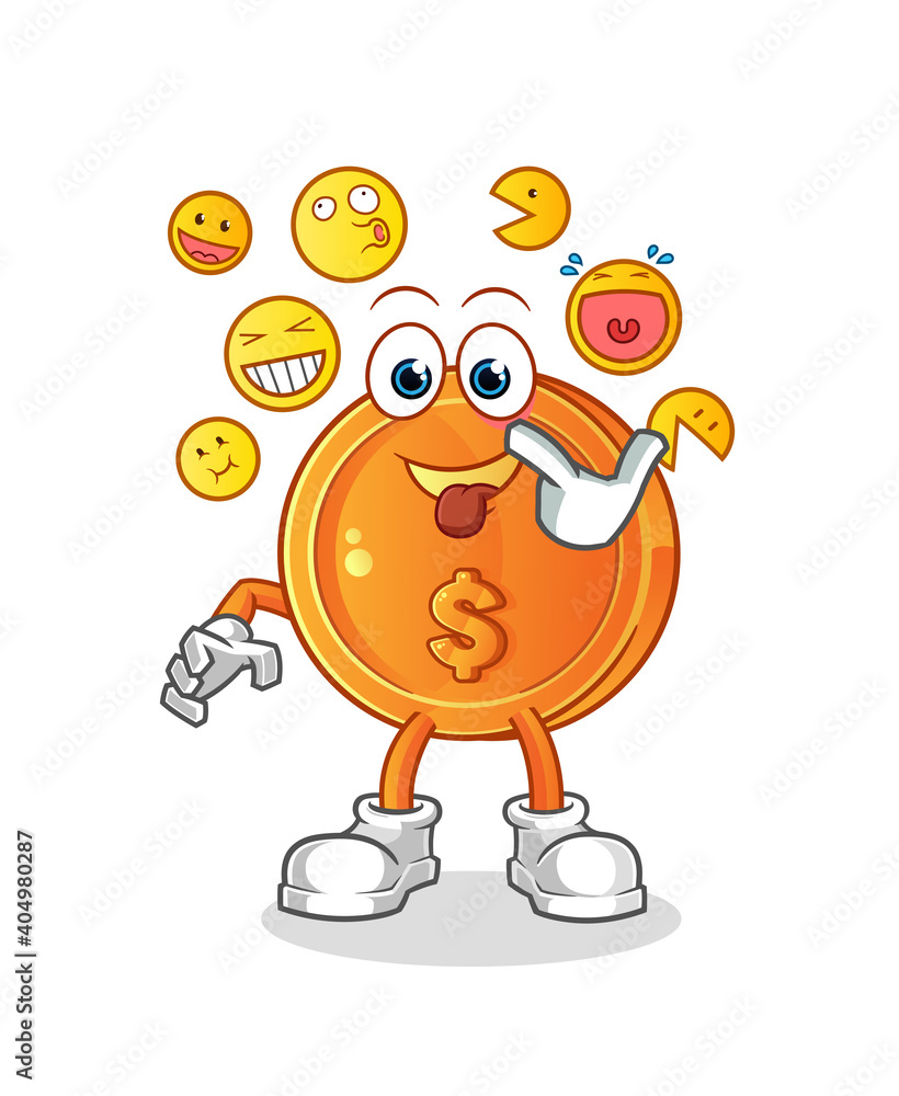 dollar coin laugh and mock character. cartoon mascot vector dollar coin laugh and mock character. cartoon mascot vector