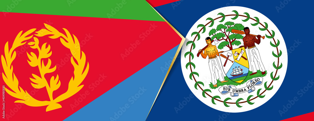 Eritrea and Belize flags, two vector flags.