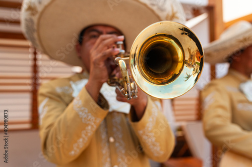 Mariachi playing the trumpet photo