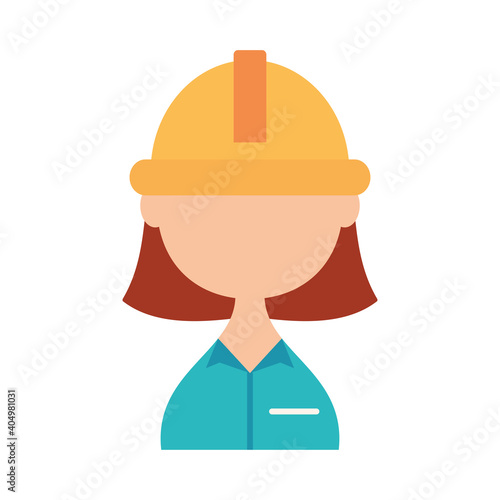 woman builder with safety helmet, flat style