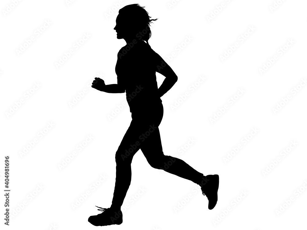 ジョギングをする女性シルエット_横顔1