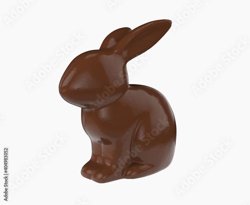 Easter chocolate bunny on white background
 photo