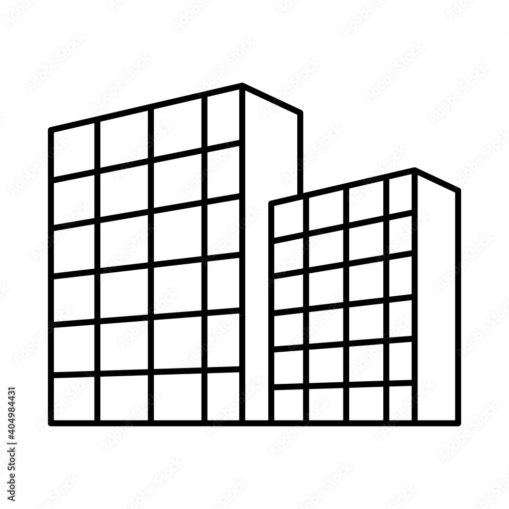 office building icon, line style office building icon, line style