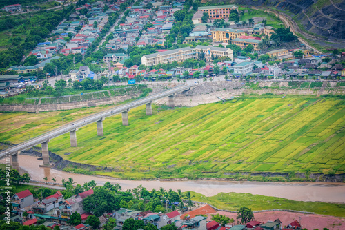 Terraced fields in the ripe rice season