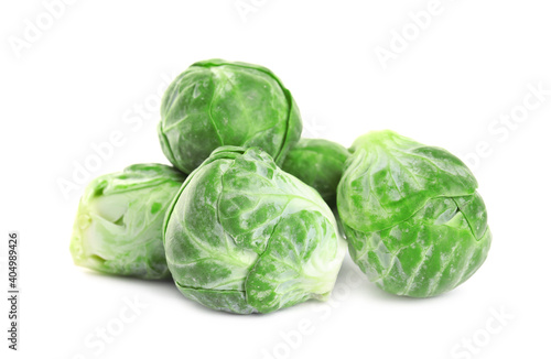 Fresh tasty Brussels sprouts isolated on white