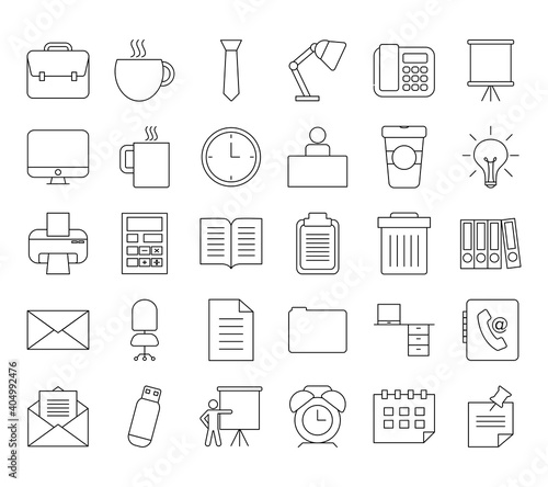 office elements icon set, line style
