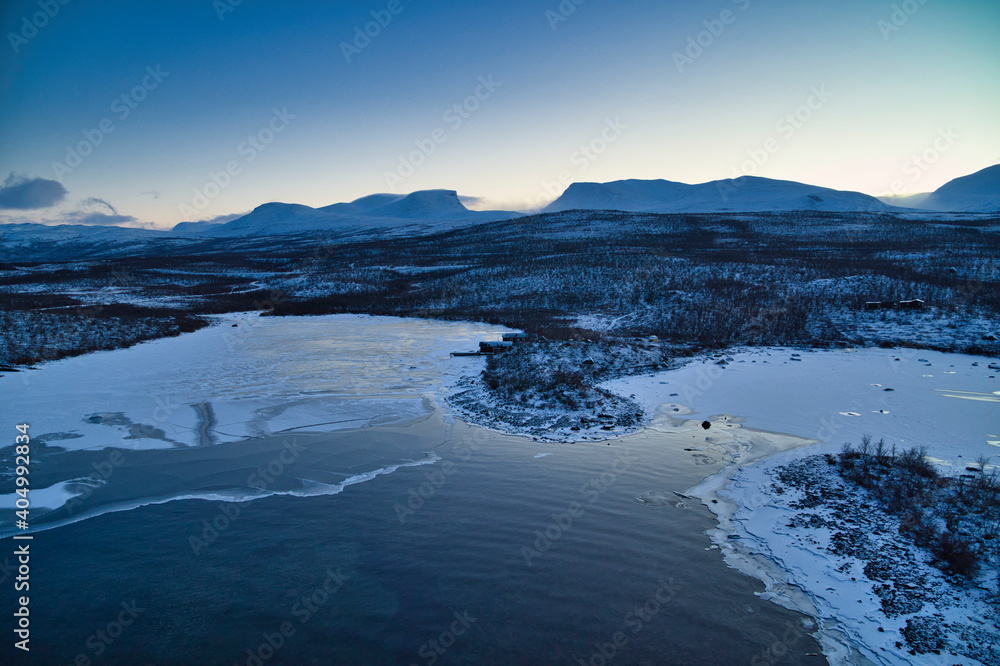 Frozen lake in Winter