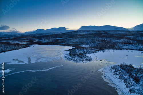 Frozen lake in Winter